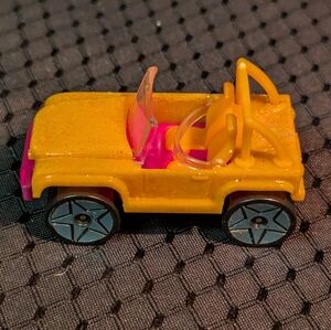 (2 for $10) Vintage 2007 Polly Pocket Glitter Jeep - Polly Wheels Orange